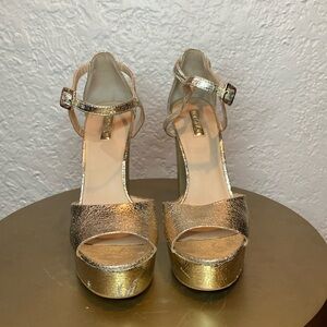 Topshop Gold Platform Heels